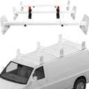 Universal Van Ladder Roof Racks, Adjustable Length 48''-67'', Van Roof Ladder Rack Fit for Chevy Express 1500 2500 3500 Ford Econoline GMC Savana Cargo Vans with Rain Gutter
