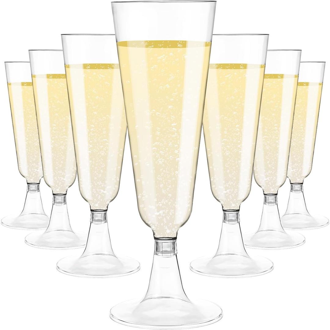 Plastic Champagne Flutes 100 Pack Disposable Glasses 5.5 Oz Clear Plastic Toasting Glasses Cocktail Cups for Party Wedding Thanksgiving Birthday