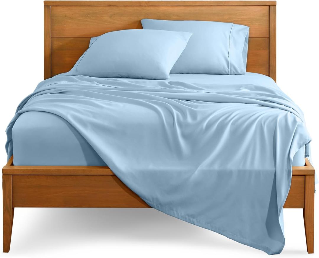 Bare Home Split King Sheet Set - 1800 Ultra-Soft Microfiber Bed Sheets - Double Brushed - Deep Pockets - Easy Fit - 5 Piece Set - Bedding Sheets & Pillowcases (Split King, Light Blue), Split King Size