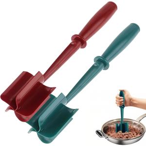 2 x 2Pcs Meat Chopper and Masher - Ground Beef Hamburger Smasher, Plastic Spatula, Kitchen Separator Tool for Food, Potato, Bean - Silicone Chop and Stir, Meat Dicer