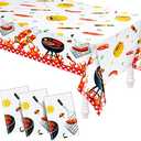 Amylove 2 Pack BBQ Party Decorations Hot GOG Picnic Tablecloths 86 x 51 Inches Stain Resistant Tablecloth for Baby Q Baby Shower, Birthday, Halloween, Carnival Party Supplies