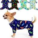 Bienbee Dog Pajamas, 4 Pack Dog Recovery Suit Shedding Suit Cute Soft Puppy Clothes Dogs Pjs Onesies Jammies Adjustable Breathable & Stretchy Clothes for Dogs Girl Boy Puppy-S