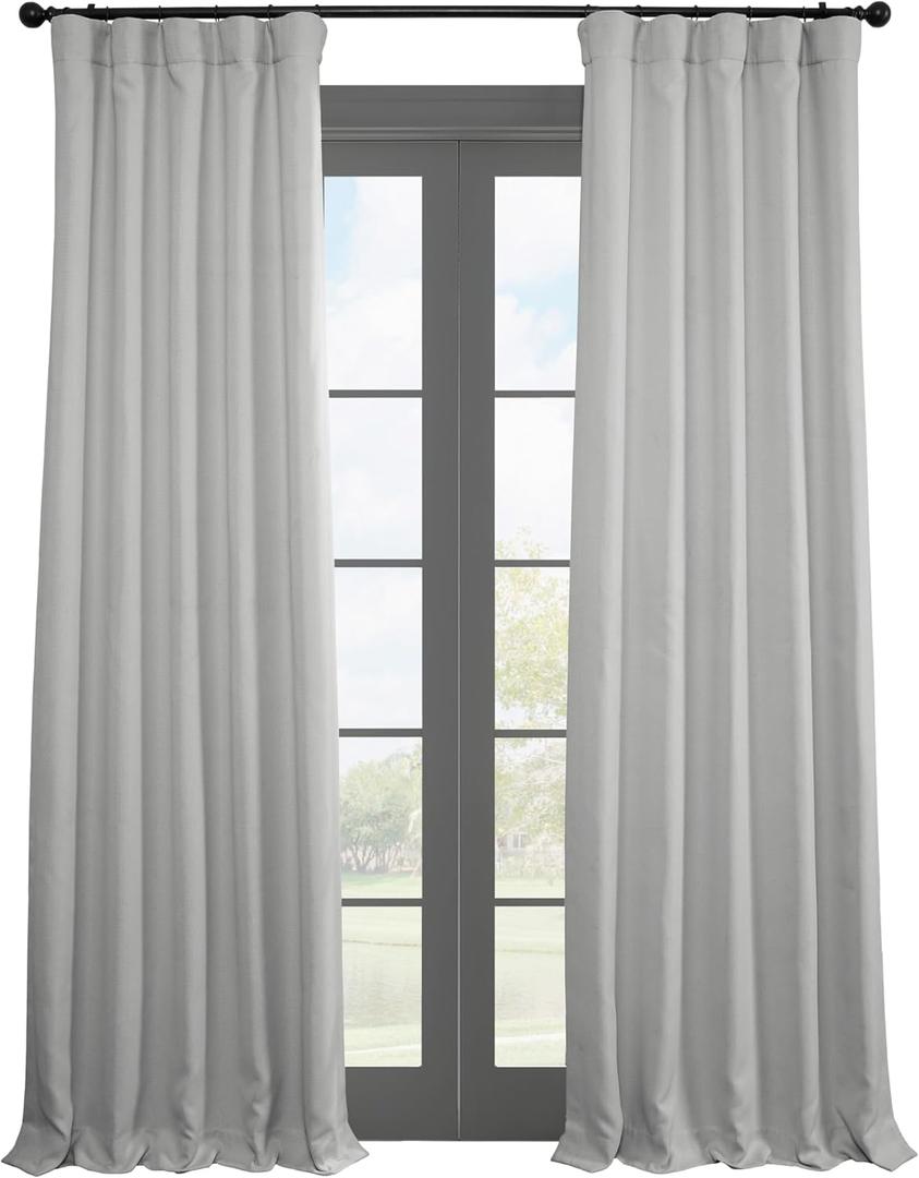 HPD Half Price Drapes - Faux Linen Curtains for Living Room (1 Panel) - 50W X 96L - Textured Room Darkening Curtains for Bedroom 96 Inches Long - Drapes for Home Decor, Oyster