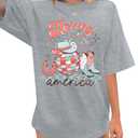 Howdy Western Shirt for Women - Oversized Country Music Rodeo Cowboy Short Sleeve Casual Tee Tops (Gray, XXL)