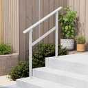 Hand Rails for Outdoor Steps,2-3 Step Railing for Stairs,Adjustable Porch Railing,Hand Rails for Seniors,Outdoor Deck Handrails for Exterior Steps,White