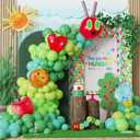 Hungry One Caterpillar Balloon Garland Kit, 164pcs Green Caterpillar Shaped Balloons with Fruit Foil Balloons for First Birthday Decorations Picture Book Story Theme Party Summer Baby Shower Supplies, 20inch, 23inch, 18inch, 12inch, 10inch, 5inch