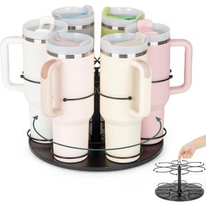 Upgraded Water Bottle Organizer for Stanley 40 oz/30 oz/20 oz,Rotating Stanley Cup Organizer Holder,Tumbler Holder Organizer, Easy to Install Kitchen Organizers and Storage for Stanley Cup Accessories (Black)