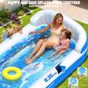 2026 Inflatable Pool with Sprinkler,Durable Blow up Pool with Big Backrest, Rectangle Kids Pool Backyard,Children Swimming Pool,Small Inflatable Kiddie Pool,Outdoor Water Pool for Kids-M