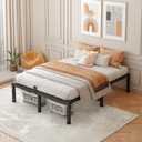 FUIOBYVV Full Size Bed Frame, 14 Inch Heavy Duty Metal Platform Bed Frame Full Support Up to 3500 lbs, No Box Spring Needed,Headboard Holes,Steel Slat Support,Noise Free,Easy Assembly
