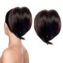 Fumwase Short Ponytail Extension Synthetic Hair Pieces for Women 7 Straight Ponytail Wig Elastic Hair Extensions Fake Hair Bun for White Black Women Girls Black Brown
