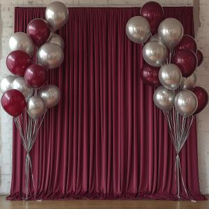 10x10FT Burgundy Backdrop Curtains for Wedding Parties, Wrinkle Free Photo Backdrop Curtains for Wedding Birthday Party Baby Shower, Fabric Drape with Rod Pockets 5ft x 10ft, 2 Panels