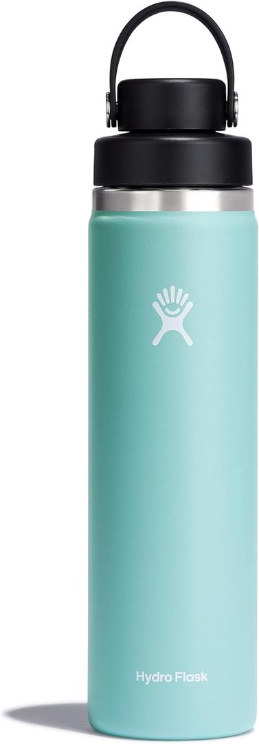 Hydro Flask Water Bottle - Insulated Stainless Steel - Wide Mouth Chug Lid, Non Spill, Leakproof in 24 Oz Dew