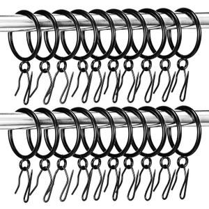Hicarer 72 Pieces 1.5 Inch Metal Drapery Curtain Rings Curtain Hanging Rings and 90 Pieces Metal Curtain Drapery Pin Hooks for Window Door Curtain, Black, 38 mm Internal Diameter