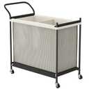 Laundry Hamper with Wheels - 2 Section Laundry Basket 140L, Removable Washable Bags, Height-Fitted Rolling Laundry Cart for Laundry Room & Bedroom