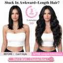 ALXNAN Clip in Long Wavy Synthetic Hair Extension 24 Inch Black 4PCS Thick Hairpieces Fiber Double Weft Hair for Women