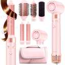 6 in 1 Professional Hot Air Styler • Powerful Hair Dryer Brush & Automatic Hair Curlers & Straightener • Styling Without Heat Damage • Fast Drying Curling Volumizing • Travel Bag Ideal Gift for Women