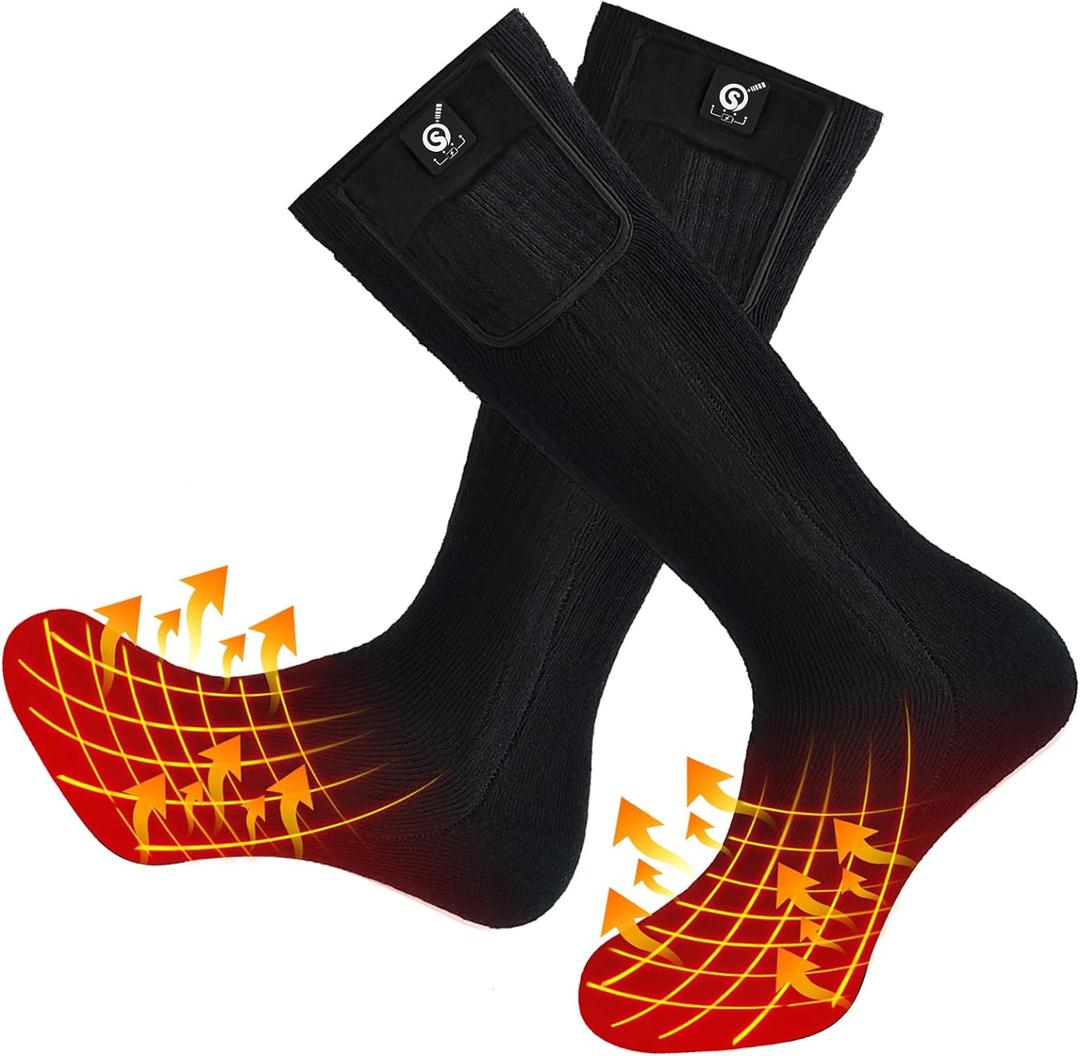 SNOW DEER Heated Socks,Men Women Electric Battery Socks Foot Warmer (Medium, Black)