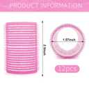 Hair Rollers, 12 Pack Self Grip Salon Hairdressing Curlers, DIY Curly Hairstyle, Large Rollers 1.57In Pink