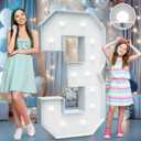 4FT Marquee Light Up Numbers - Cool White Light Up Numbers 3 with Fixed Water Bag, Party Decoration Large Marquee Light Up Numbers can Be Used for Wedding Decoration, Birthday Party Decoration