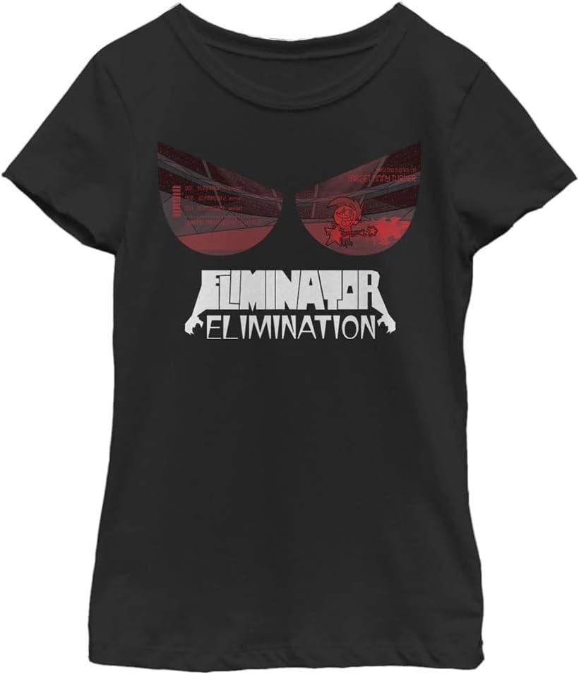 Nickelodeon Fairly OddParents Elimination Girls Short Sleeve Tee Shirt (Black)