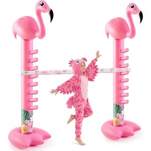 Poen 80" Giant Inflatable Flamingos Limbo Game for Kids Adults, Pink Blow up Flamingos Pool Party Decorations for Summer Indoor Outdoor Beach Tropical Hawaiian Luau BBQ Party Games, Pump Not Included