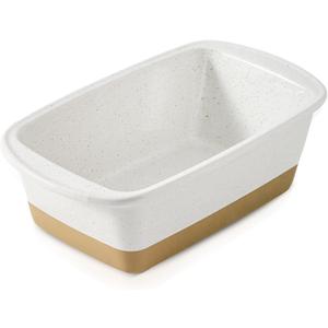 HVH Ceramic Loaf Pan for Baking Bread, 9 x 5 inch Baking Bread Loaf Pan, Rectangular Bread Pan, Bread Baking Pan for Cooking, Farmhouse Style (White)