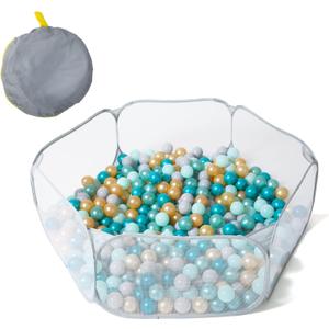 STARBOLO Gray Kids Ball Pit, Children Toy Ball Play Pool Foldable Play Tent for Kids Girls Boys Indoor and Outdoor, Balls Not Included.