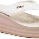 ONCAI Womens Platform Wedge Flip Flops Trendy Dressy Womans Summer Flatform Sandals with Comfortable Walking Outdoor Rubber Soles (7, Off White)