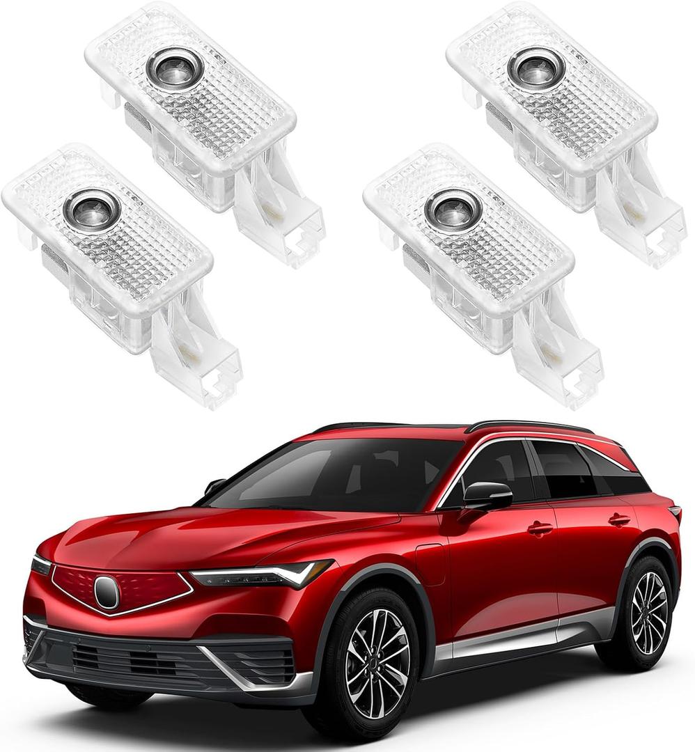 Car Door Lights Logo Projector - 4K HD Puddle Lights for Cars, No Fade Welcome Lights, Compatible with RLX/MDX/ZDX/TLX/TL/RDX Series (4 Pack)