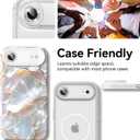 Matekxy for iPhone 17 Air Camera Lens Protector Glitter - Cute Girly Metal Individual Bling Ring Cover for Women, 9H Anti-Scratch Tempered Glass with Aluminum Edging, Sliver Cloud White