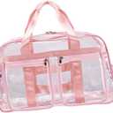 Colaxi Clear Tote Bag Lightweight Shoulder Bag for Travel Concert Beach Music Festival (Pink Red)