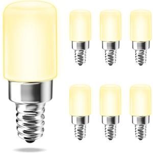 2W E12 LED Night Light Bulb, Mini Type B C7 Light Bulb Equivalent 25W, Warm White 3000K, 120V E12 Edison Screw LED Bulb for Chandeliers, Salt Lamp, Non-Dimmable, 6-Pack