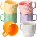 Baderke 6 Pack 9 oz Coffee Mugs Set Ceramic Christmas Small Coffee Mugs Set Gifts with Handle Porcelain Cup for Latte, Hot Tea, Cappuccino, Milk, Cocoa, Microwave & Dishwasher Safe Cups