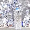 LuoluoHouse Silver Shimmer Pedestal Stands for Party: 90CM High Glitter Sequin Square Display Stand for Birthday Wedding Dessert Cake Table Stand Decorations