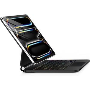 GGQFGTOJ for iPad Pro 13 Inch Case with Keyboard (M5/M4, 2025/2024)Magic-Style Magnetic 7 Colors Backlight -Floating Cantilever Stand - Multi-Touch Trackpad Keyboard Case for iPad Pro 13 (Black)