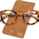 EASY READ Retro Round Blue Light Blocking Reading Glasses for Women,Anti UV Readers for Women with Spring Hinge (Tortoise)