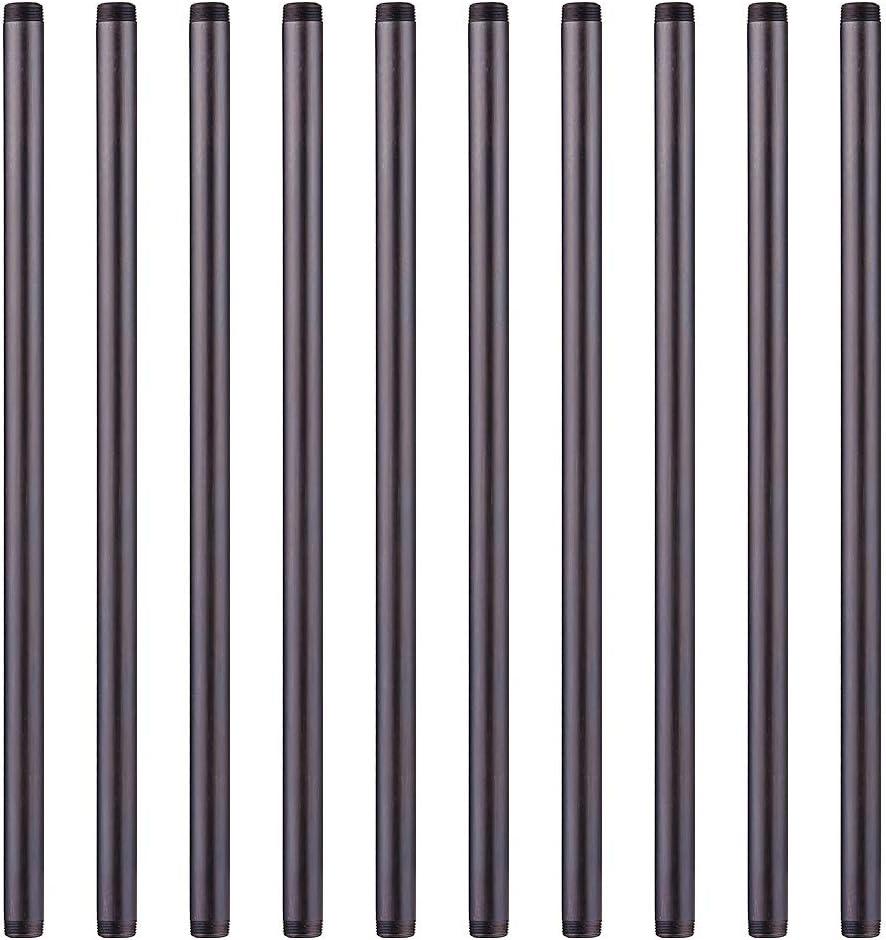 3/4” x 24 ” Black Malleable Steel Nipples Fitting, 3/4 Inches Threaded Pipe Nipples, DIY Steampunk Industrial Vintage Style, 10 Pack.