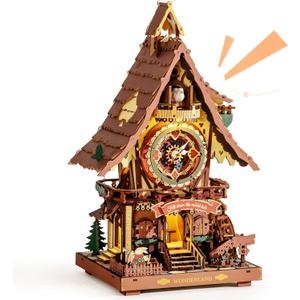 ROKR Cuckoo Clock Mechanical 3D Wooden Puzzle Kit for Adults, DIY Wooden Clock Model Building Set, Unique Home Decor Gift for Women Men