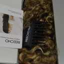 REECHO Curly Hair Extensions - 4PCS 18" GoGo Curly Clip in Hair Extensions 100% Super Protein Hairpieces with Invisible Lace Weft Silky Soft Natural Look for Women - Honey Blonde with Highlights