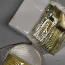 Lullaby 140PCS Elegant Disposable Dinnerware Set  40 Ivory Scalloped Gold-Trim Plates (20 Dinner, 20 Dessert), 40 Forks, 20 Spoons, 20 Knives & 20 Napkins  Fancy Plastic Plates for 20 Guests