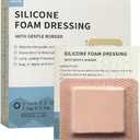 Silicone Foam Dressing 4x4 | Medical Grade Wound Care & Dressings | Waterproof Non-Stick Pads for Sensitive Skin (10 Pack) Medical Bandages for Post-Surgery, Bed Sores & Burns