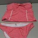 ZAFUL 2025 Tankini Swimsuits for Women Mesh Hollow-Out Tank Style Bow Knotted Decor Tie Side High Cut Tankini Set(2-Pink, M)