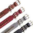 Spiked Studded Dog Collar, Adjustable Soft Leather Puppy Collar for Small Medium Dogs Bulldog Pitbull Mastiff Poodle Boxer (S, Grey)