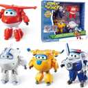 Super Wings 5" Transformable 4-Pack Action Figure Tobot, Transforming Airplane Robot Toys, Educational Toys for Boys & Girls Age 3+, Gifts for Preschool Kids, Jett, Paul, Donnie, Astra