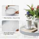 FramePro Large Round Wooden Coffee Table Trays 20" - Multi-Functional Home Decor Ottoman Serving Platter White