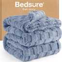 Bedsure GentleSoft Blankets Queen Size for Bed - Super Soft Cozy Blanket for Kids Girls, Large Fuzzy Fleece Throw for Bedroom Decor, Ashley Blue, 90x90 Inches