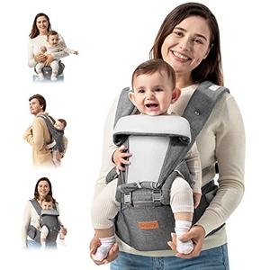 Besrey Baby Carrier with Hip Seat Newborn to Toddler, Summer Mesh Front Facing Infant Carrier, Baby Body Holder Chest with Back Support, Front Back Pack with Strap for Men Women Hiking Lumbar Support