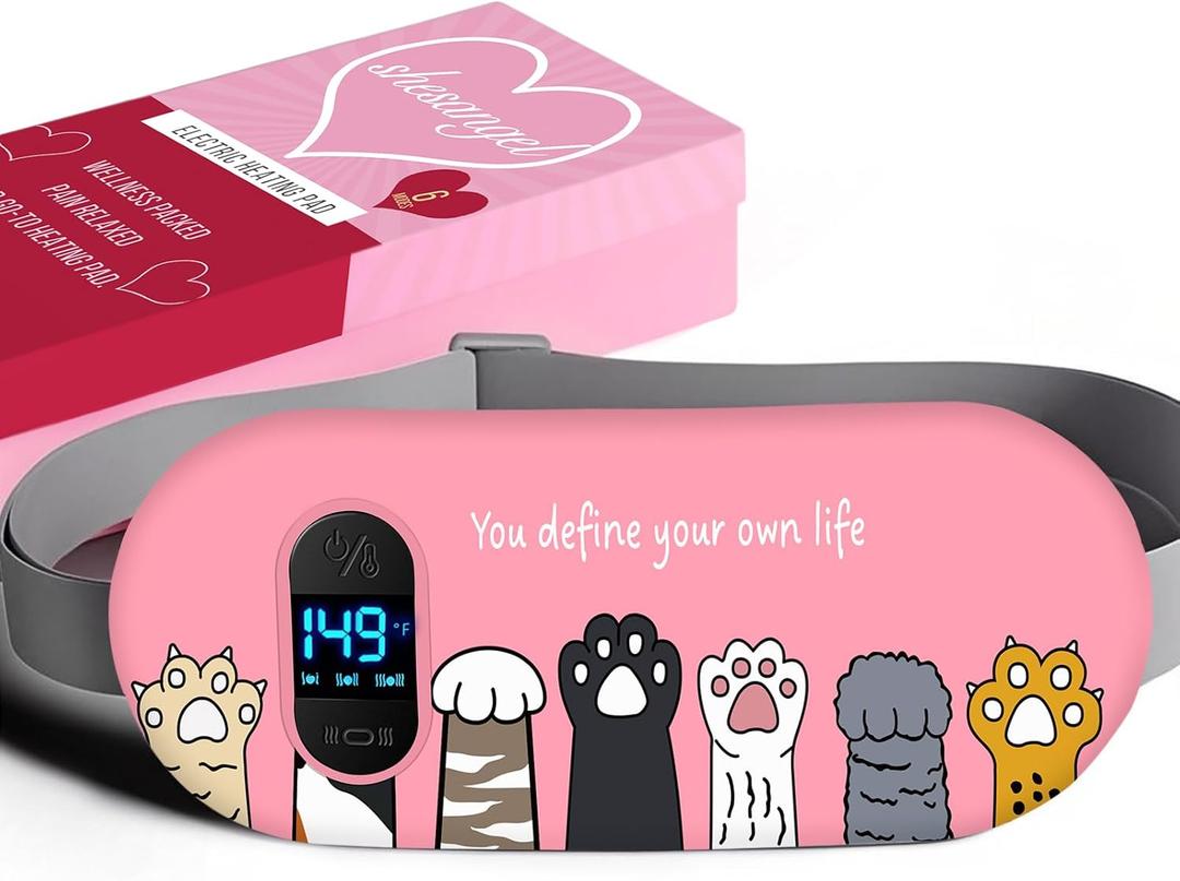 Portable Heating Pad for Period Cramps: Menstrual Heating Pad with Unique Design, Fast Heating Pad with 6 Heat Levels and 6 Massage Modes, Gifts for Her, Women, Teens and Girls (B-moonbeam-light)