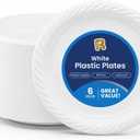 R-kay Plastic Plates Disposable - Heavy Duty White Disposable Plates - Microwavable Disposable Plastic Plates (6 Inch, 200, Count)