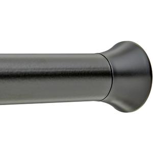 Amazon Basics Adjustable Sturdy Spring Tension Curtain Rod, No Drilling/No Holes, 36-54", Black, Classic Finial